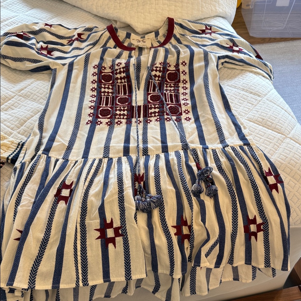 FIGUE Blue and White Dress